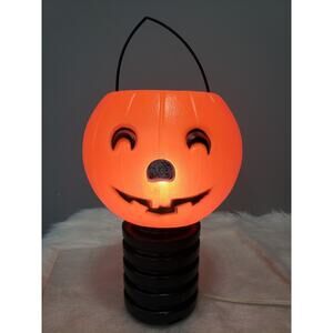 Vintage Halloween Blow Mold Blinky Jack O’Lantern Light Up Glow Lamp 1985 retro